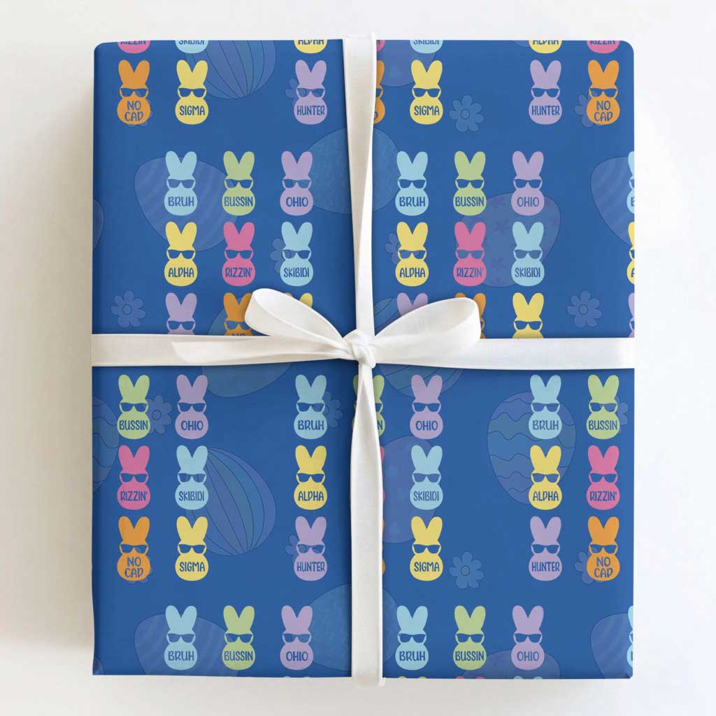 Easter Bruh Wrapping Paper Roll Gen Alpha Slang Skibidi Rizz Cute Bunny