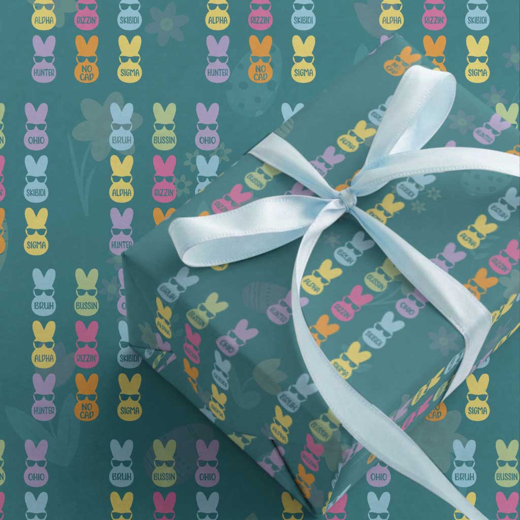 Easter Bruh Wrapping Paper Roll Gen Alpha Slang Skibidi Rizz Cute Bunny