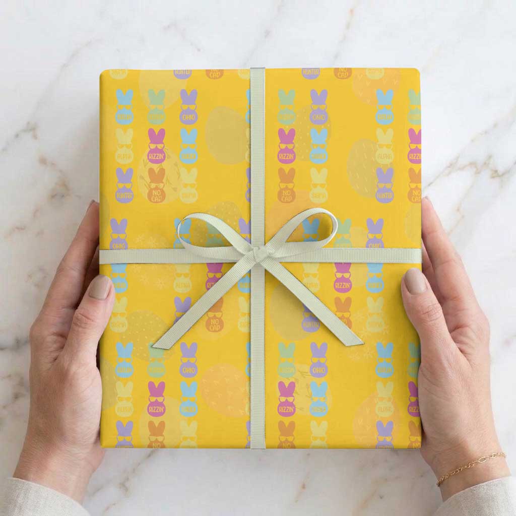 Easter Bruh Wrapping Paper Roll Gen Alpha Slang Skibidi Rizz Cute Bunny