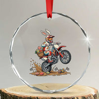 Easter Bunny Dirt Bike Rider Funny Motocross Rabbit Graphic Crystal Glass Ornament Cool Off Road Racing Egg Hunt