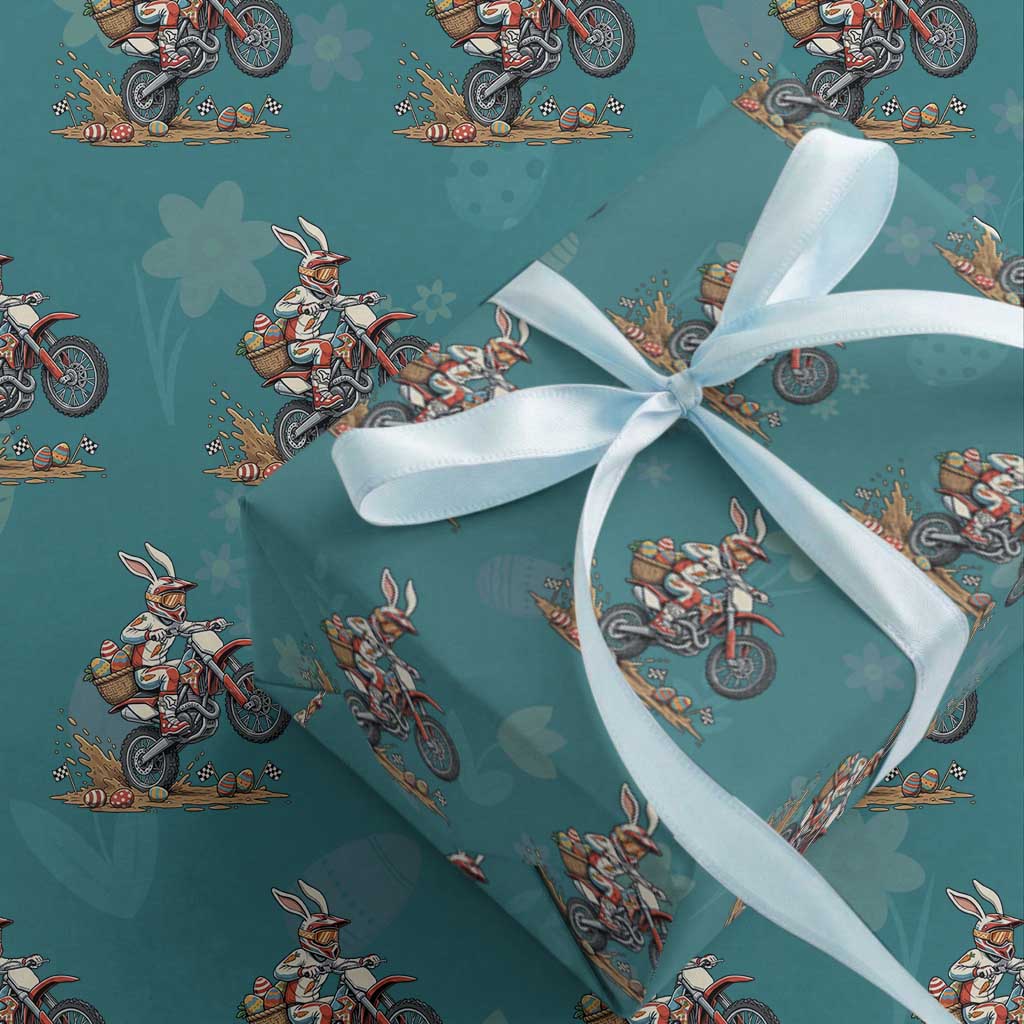 Easter Bunny Dirt Bike Rider Funny Motocross Rabbit Graphic Wrapping Paper Roll Cool Off Road Racing Egg Hunt