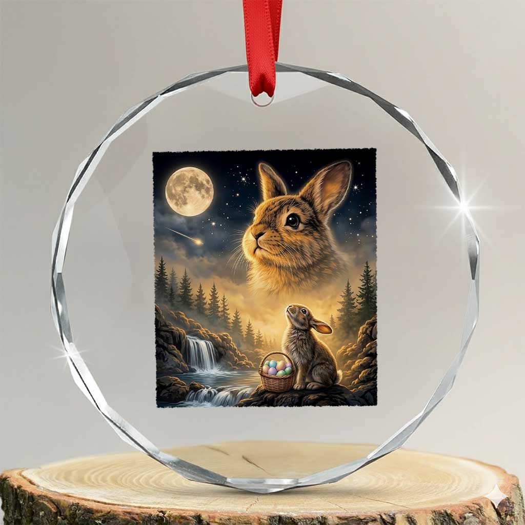Easter Bunny Howling to the Moon Vintage Crystal Glass Ornament