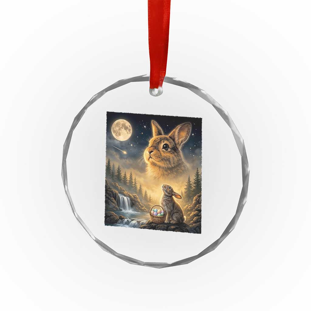 Easter Bunny Howling to the Moon Vintage Crystal Glass Ornament