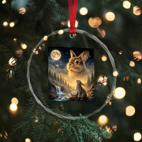 Easter Bunny Howling to the Moon Vintage Crystal Glass Ornament