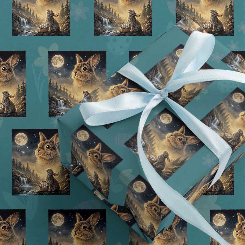 Easter Bunny Howling to the Moon Vintage Wrapping Paper Roll