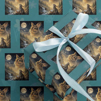 Easter Bunny Howling to the Moon Vintage Wrapping Paper Roll