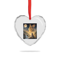 Easter Bunny Howling to the Moon Vintage Heart Crystal Glass Ornament