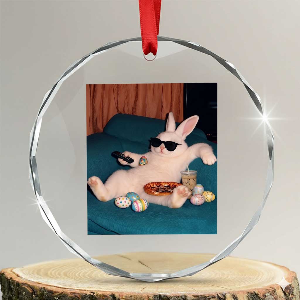 Easter Bunny Iced Coffee Crystal Glass Ornament Funny Animal Meme