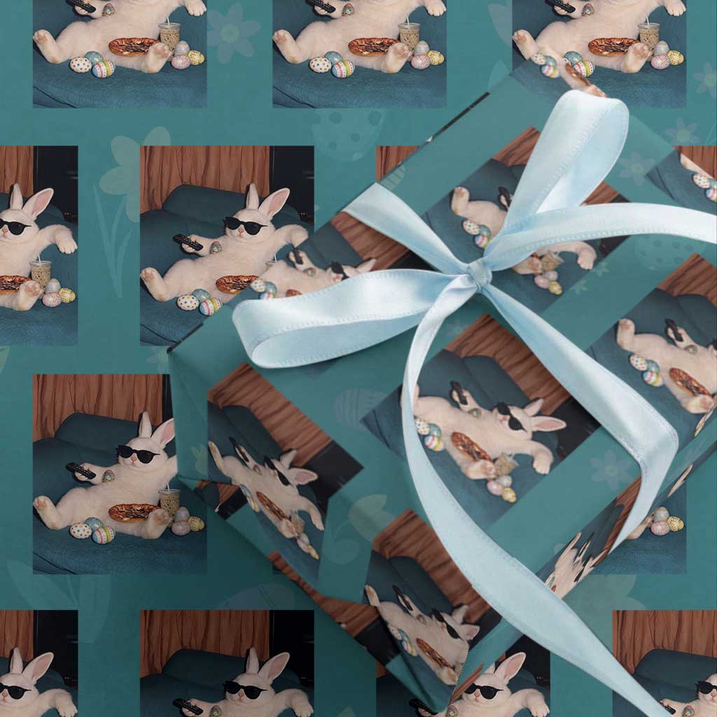 Easter Bunny Iced Coffee Wrapping Paper Roll Funny Animal Meme