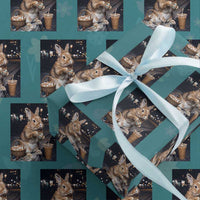 Easter Bunny Iced Coffee Wrapping Paper Roll Funny Rabbit Egg Painting