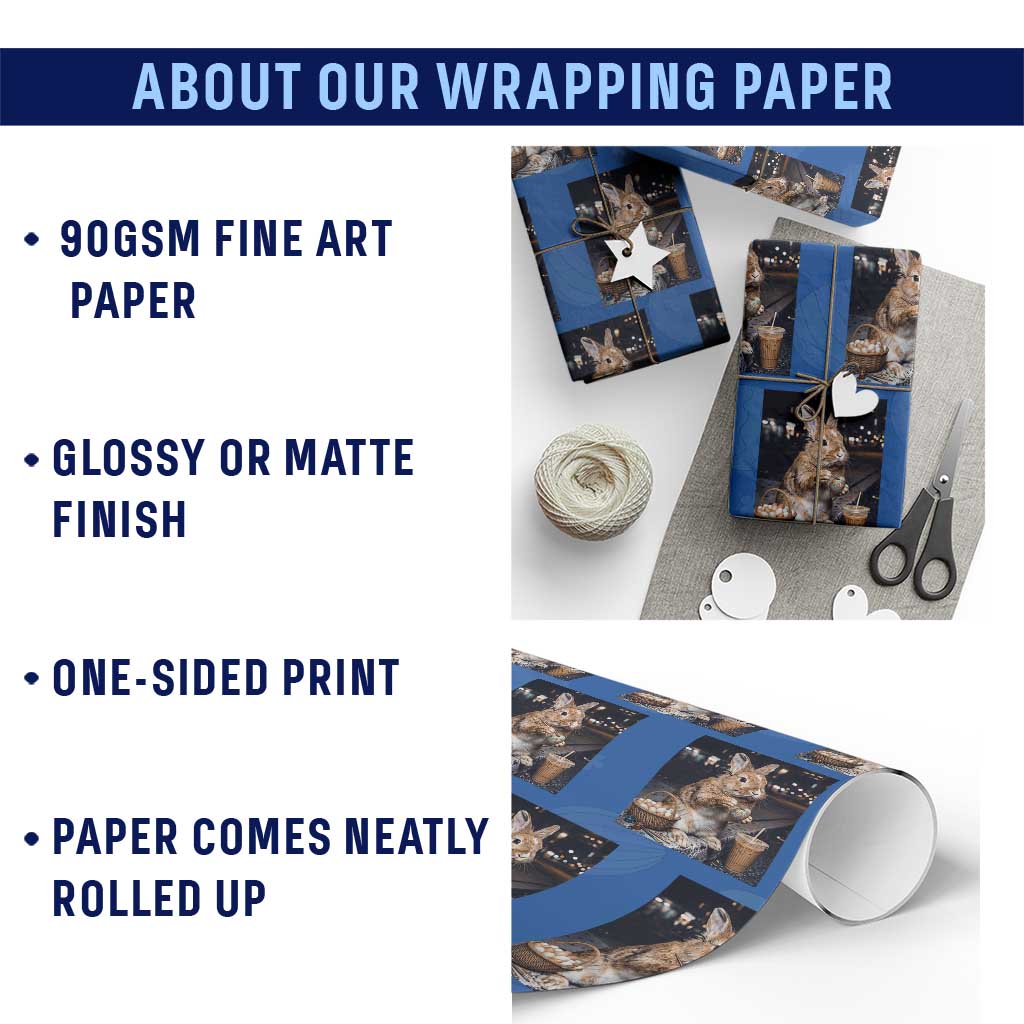 Easter Bunny Iced Coffee Wrapping Paper Roll Funny Rabbit Egg Painting