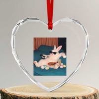 Easter Bunny Iced Coffee Heart Crystal Glass Ornament Funny Animal Meme