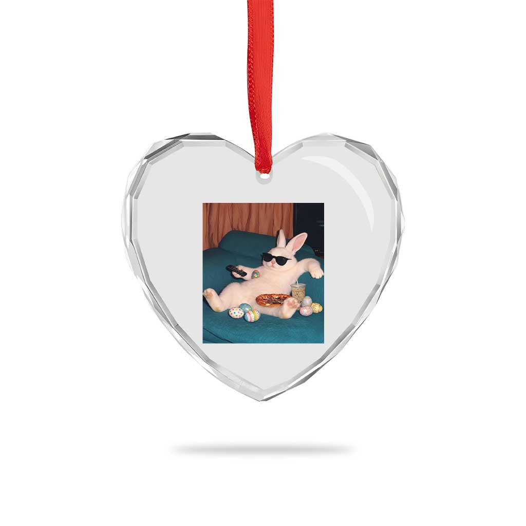 Easter Bunny Iced Coffee Heart Crystal Glass Ornament Funny Animal Meme