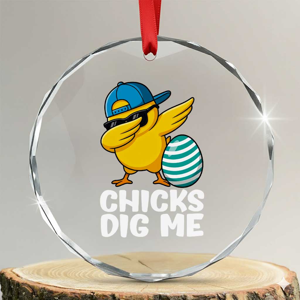 Easter Chicks Dig Me Crystal Glass Ornament Cute Chicken Dabbing Egg Hunt Toddler