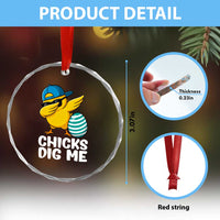 Easter Chicks Dig Me Crystal Glass Ornament Cute Chicken Dabbing Egg Hunt Toddler