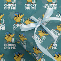 Easter Chicks Dig Me Wrapping Paper Roll Cute Chicken Dabbing Egg Hunt Toddler