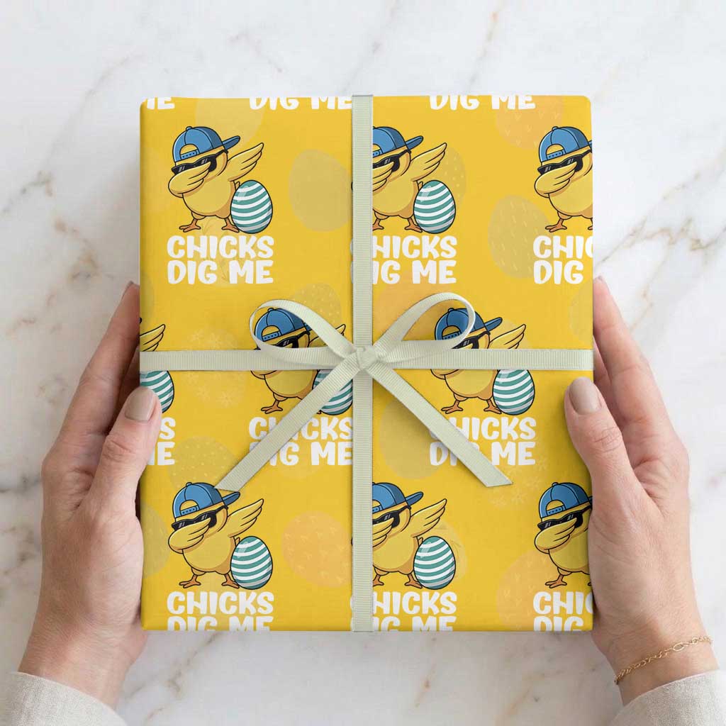 Easter Chicks Dig Me Wrapping Paper Roll Cute Chicken Dabbing Egg Hunt Toddler