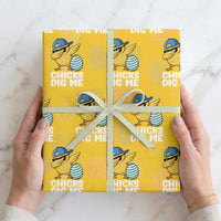 Easter Chicks Dig Me Wrapping Paper Roll Cute Chicken Dabbing Egg Hunt Toddler