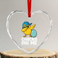 Easter Chicks Dig Me Heart Crystal Glass Ornament Cute Chicken Dabbing Egg Hunt Toddler