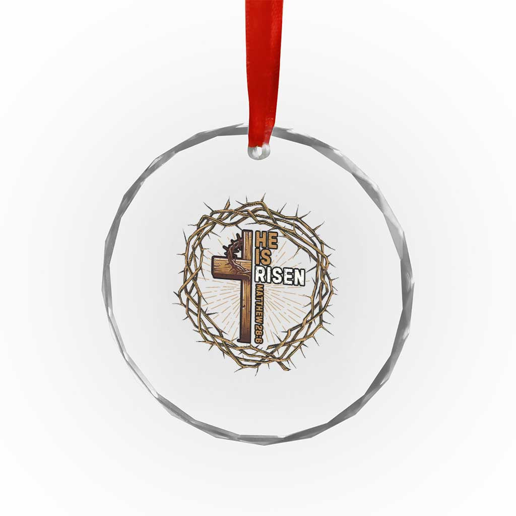 Easter Cross He is Risen Crystal Glass Ornament Jesus Christian Crown Of Thorns - Wonder Print Shop