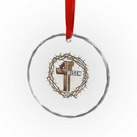 Easter Cross He is Risen Crystal Glass Ornament Jesus Christian Crown Of Thorns - Wonder Print Shop