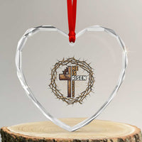 Easter Cross He is Risen Heart Crystal Glass Ornament Jesus Christian Crown Of Thorns - Wonder Print Shop