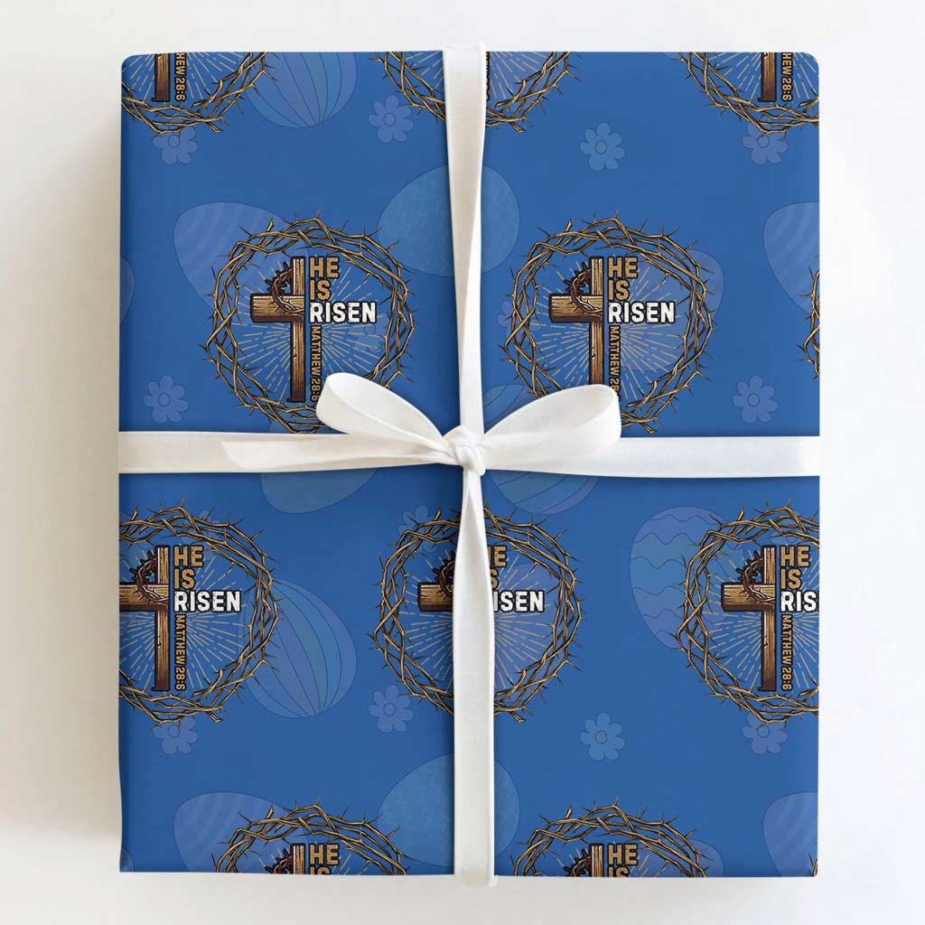 Easter Cross He is Risen Wrapping Paper Roll Jesus Christian Crown Of Thorns