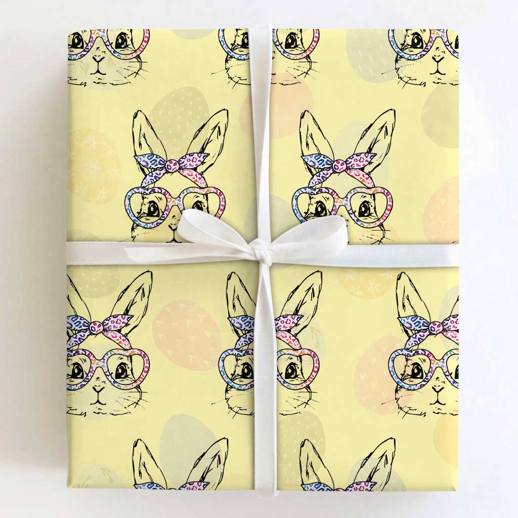 Easter Day Bunny Rabbit Face Tie Dye Glasses Wrapping Paper Roll