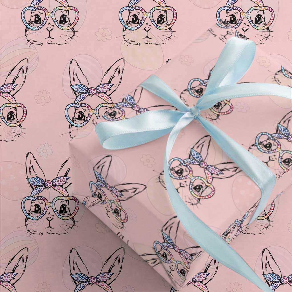 Easter Day Bunny Rabbit Face Tie Dye Glasses Wrapping Paper Roll