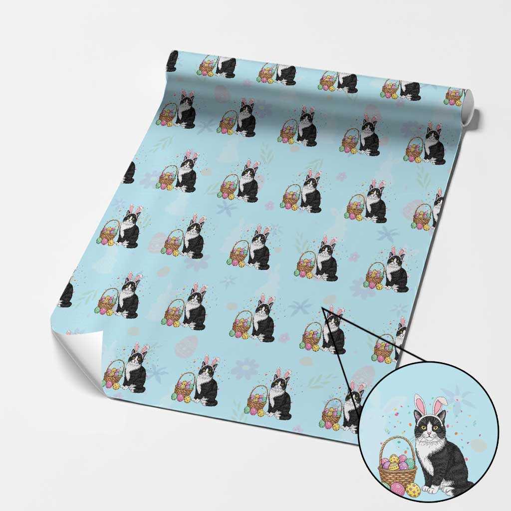 Easter Day Cat Bunny Ears Eggs Graphic Wrapping Paper Roll