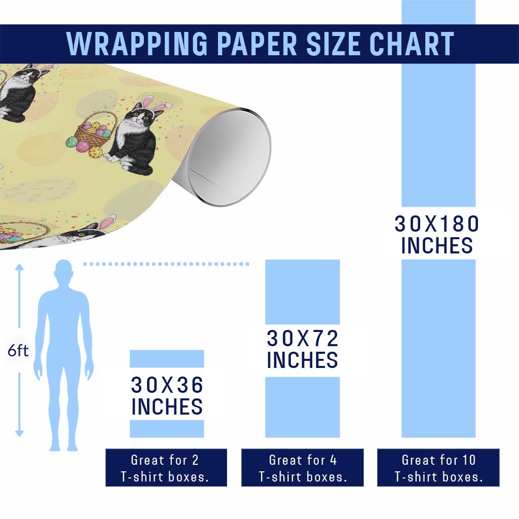 Easter Day Cat Bunny Ears Eggs Graphic Wrapping Paper Roll