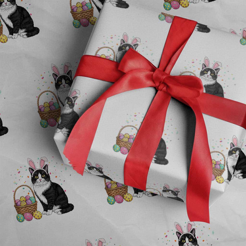 Easter Day Cat Bunny Ears Eggs Graphic Wrapping Paper Roll - Wonder Print Shop