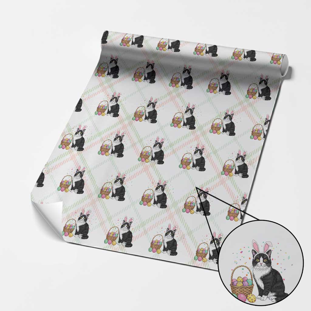 Easter Day Cat Bunny Ears Eggs Graphic Wrapping Paper Roll - Wonder Print Shop