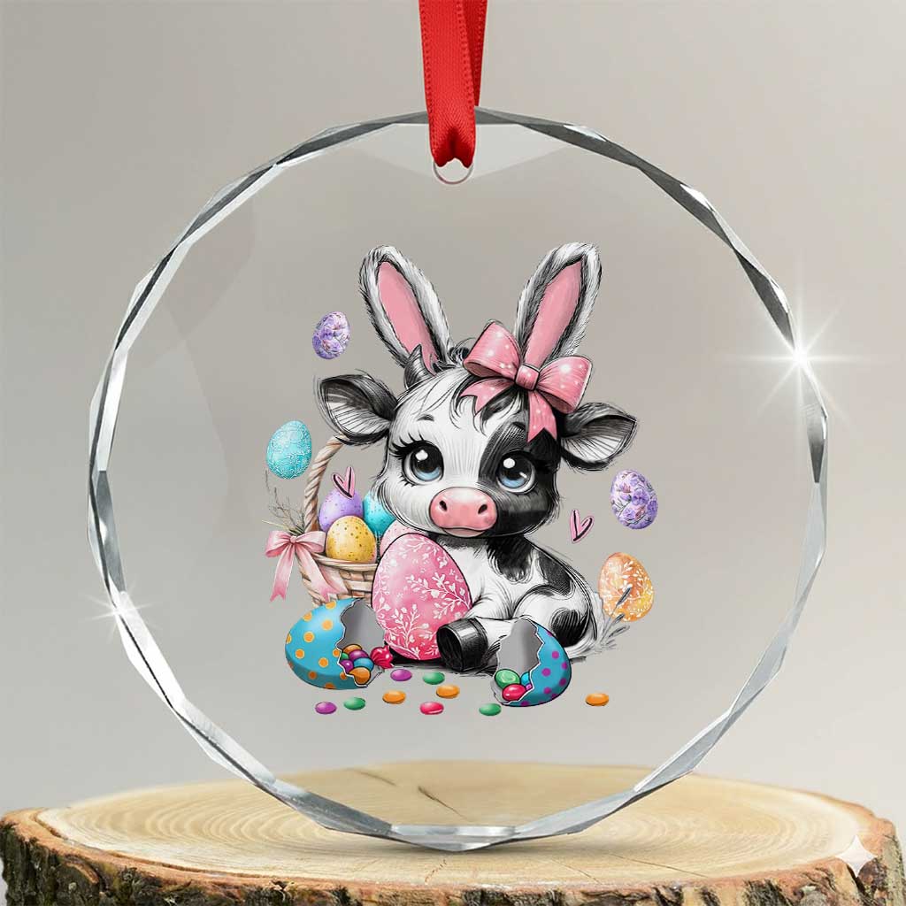 Easter Day Cow Crystal Glass Ornament Cute Cow Bunny Heifer - Wonder Print Shop