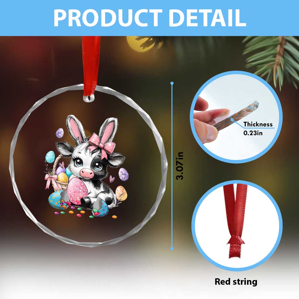 Easter Day Cow Crystal Glass Ornament Cute Cow Bunny Heifer - Wonder Print Shop