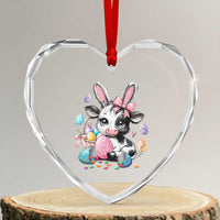 Easter Day Cow Heart Crystal Glass Ornament Cute Cow Bunny Heifer - Wonder Print Shop
