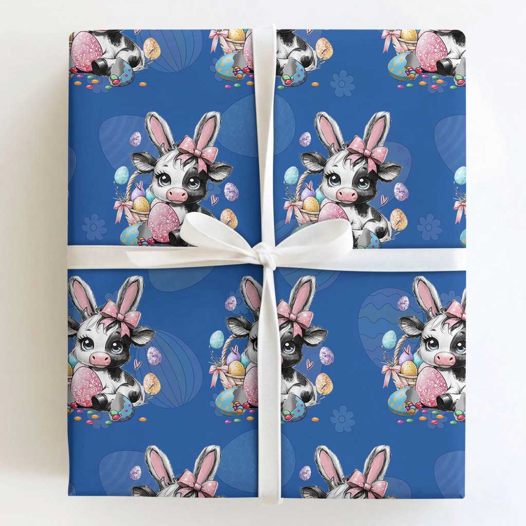 Easter Day Cow Wrapping Paper Roll Cute Cow Bunny Heifer