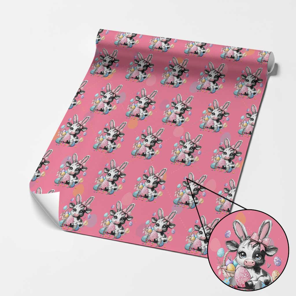 Easter Day Cow Wrapping Paper Roll Cute Cow Bunny Heifer