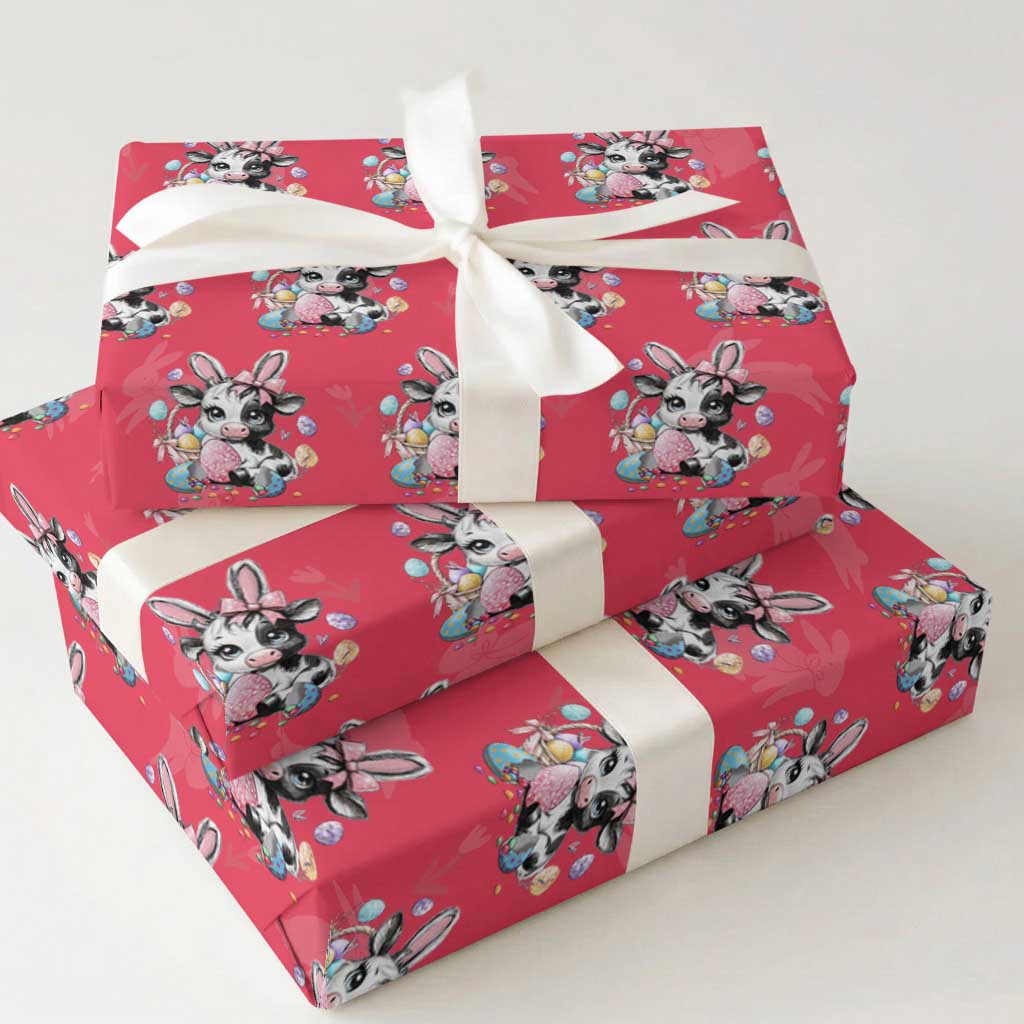 Easter Day Cow Wrapping Paper Roll Cute Cow Bunny Heifer