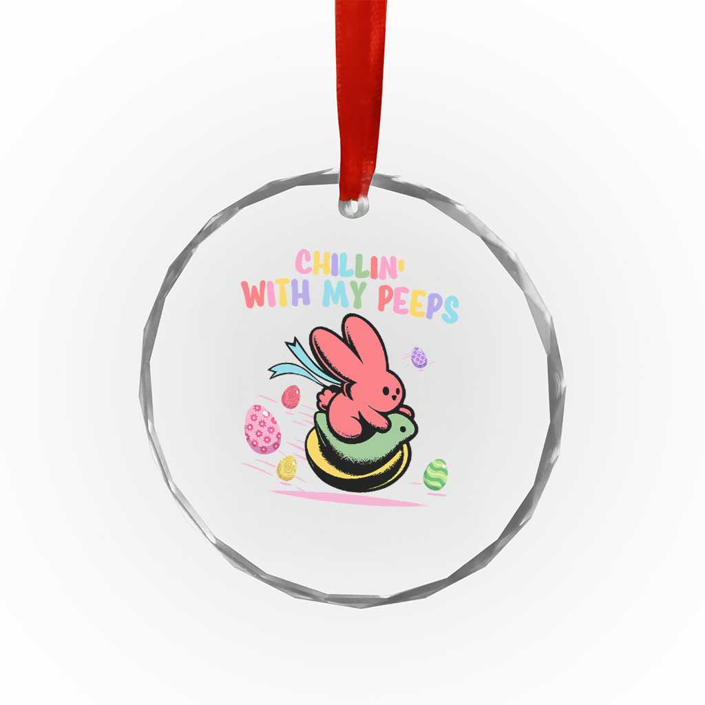 Easter Day Crystal Glass Ornament Chillin With My Peeps Bunnies - Wonder Print Shop