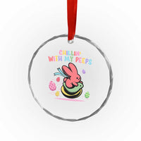 Easter Day Crystal Glass Ornament Chillin With My Peeps Bunnies - Wonder Print Shop