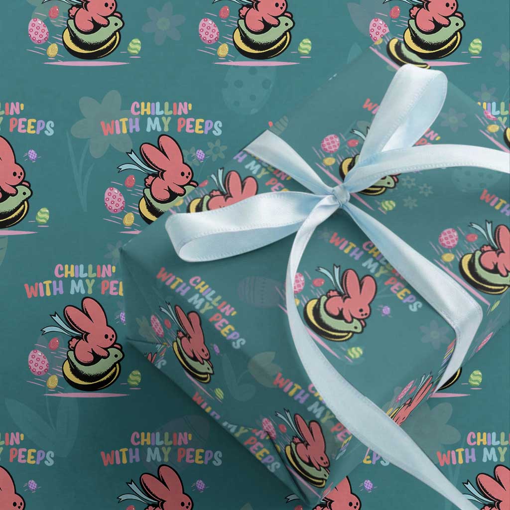 Easter Day Wrapping Paper Roll Chillin With My Peeps Bunnies