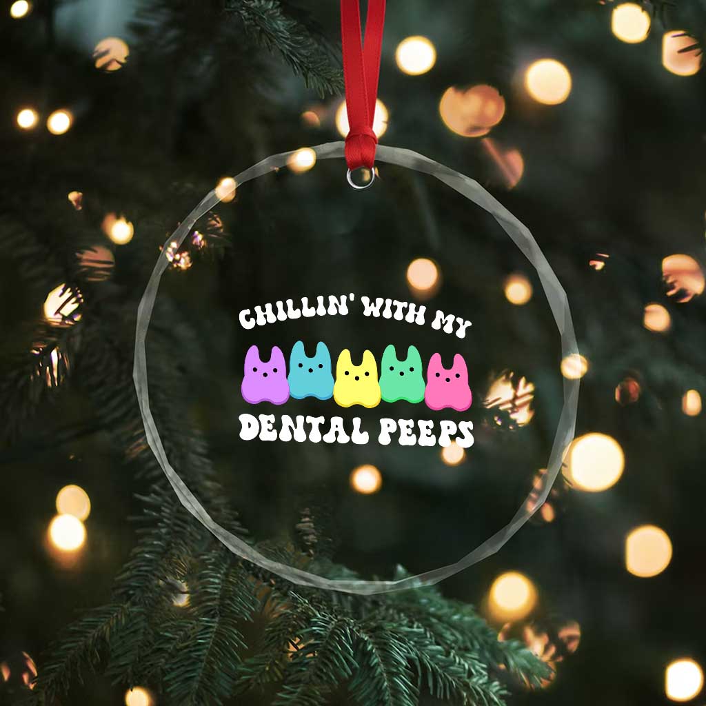 Easter Dental Bunny Crystal Glass Ornament Chilling With My Dental Peeps - Wonder Print Shop