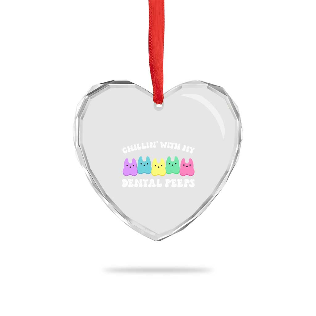 Easter Dental Bunny Heart Crystal Glass Ornament Chilling With My Dental Peeps - Wonder Print Shop