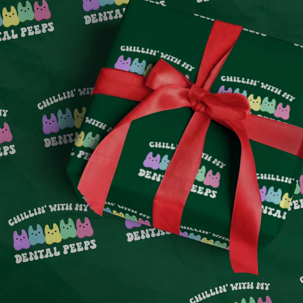 Easter Dental Bunny Wrapping Paper Roll Chilling With My Dental Peeps - Wonder Print Shop