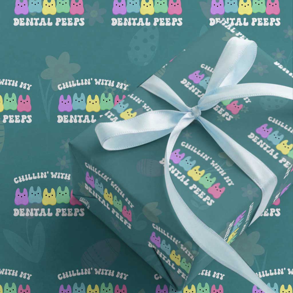 Easter Dental Bunny Wrapping Paper Roll Chilling With My Dental Peeps