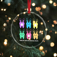 Easter Dentist Crystal Glass Ornament Chilling With My Dental Peeps Bunny - Wonder Print Shop