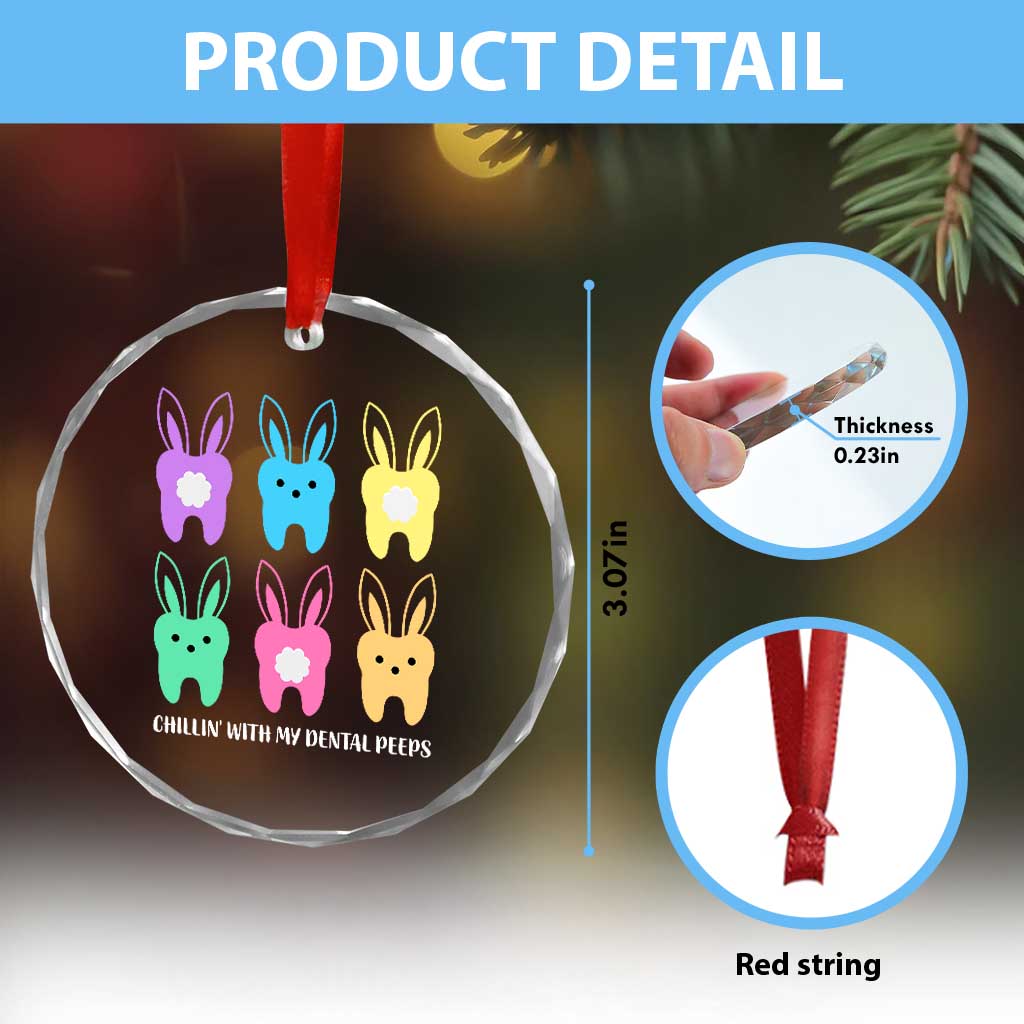 Easter Dentist Crystal Glass Ornament Chilling With My Dental Peeps Bunny - Wonder Print Shop