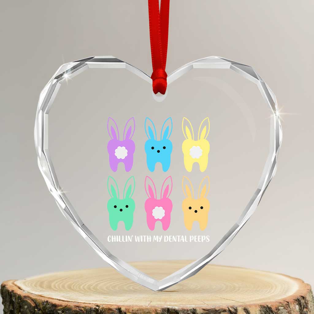 Easter Dentist Heart Crystal Glass Ornament Chilling With My Dental Peeps Bunny - Wonder Print Shop