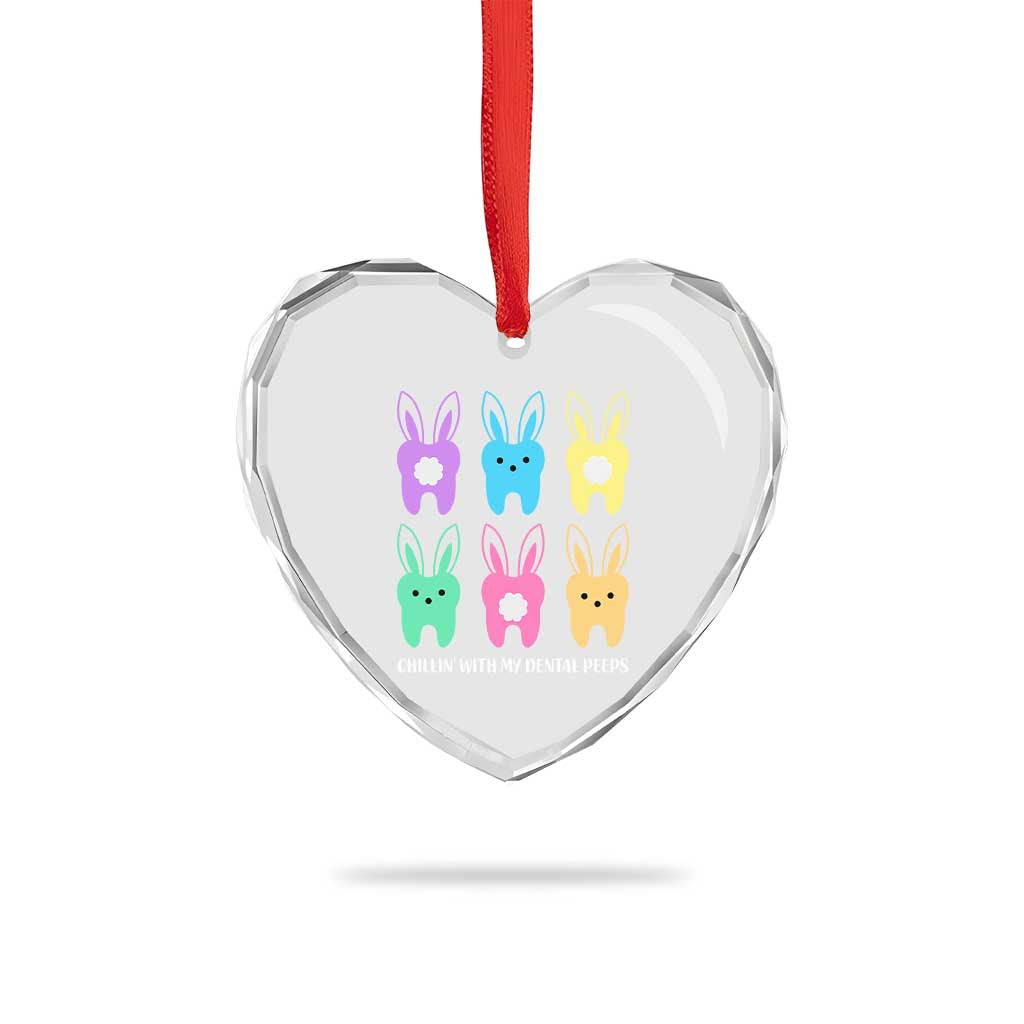 Easter Dentist Heart Crystal Glass Ornament Chilling With My Dental Peeps Bunny - Wonder Print Shop